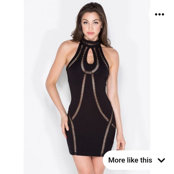 Women's Windsor In Stitches Bodycon Mini Dress | Black | Size L Large Sleeveless - Picture 2 of 13